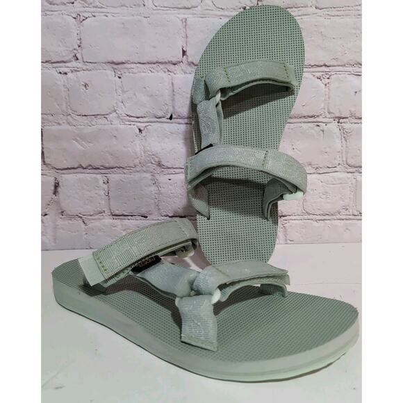 Teva Sandals Womens 7 Universal Slide Flats Mint Green Adjustable Straps Shoes - Picture 1 of 7